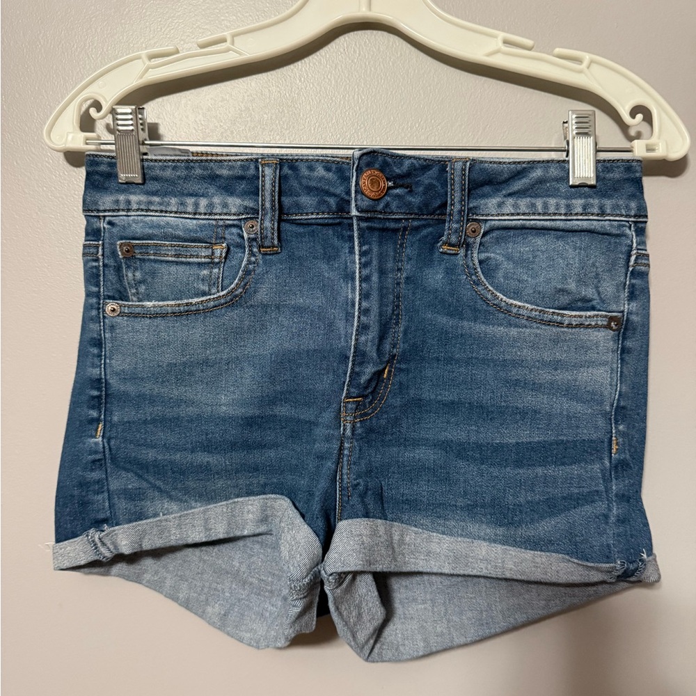 American Eagle Outfitters Blue Rolled Hem Denim Shorts
